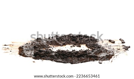 Wet mud, stains texture isolated on white, clipping path