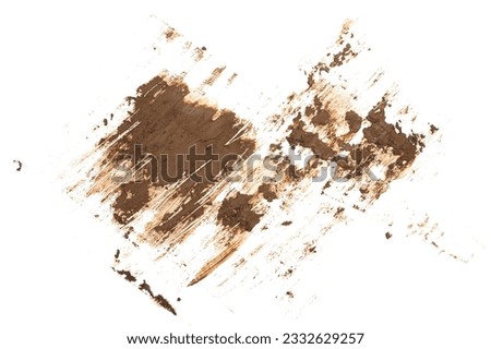 Wet mud, stains texture isolated on white, top view, clipping path