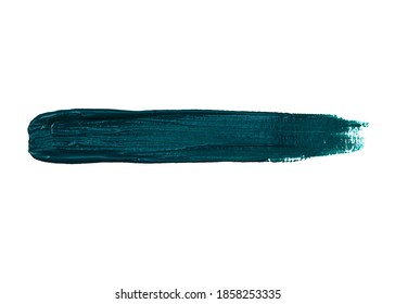 Wet Paint. Brush Stroke On White Background. Trendy Color Tidewater Green. Color Trend 2021