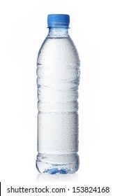 Wet Plastic Water Bottle Isolated On A White Background