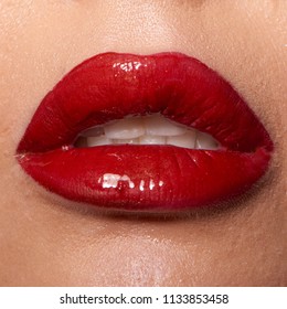 red wet lips