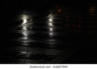 Wet Street - Headlight Reflection On The Wet Floor