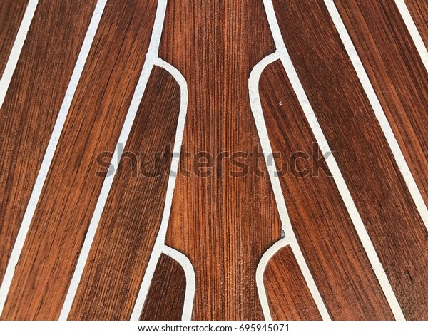 Wet Teak Wood Deck On Boat Stock Photo Edit Now 695945071