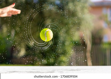 Wet Tennis Ball Twirls Air Creates Stock Photo 1706839504 | Shutterstock