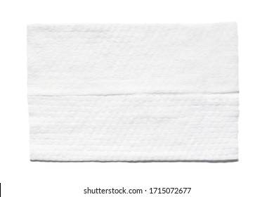 Wet Wipe Isolated On White Background. Single Clean Desinfecting Antibacterial Towel Folded Top View