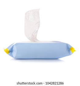 Wet wipes for hands pack on white background isolation - Shutterstock ID 1042821286