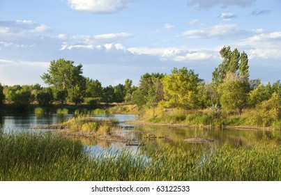 Wetlands Wildlife Refuge In A Remote Area On The Colorado Prairie.