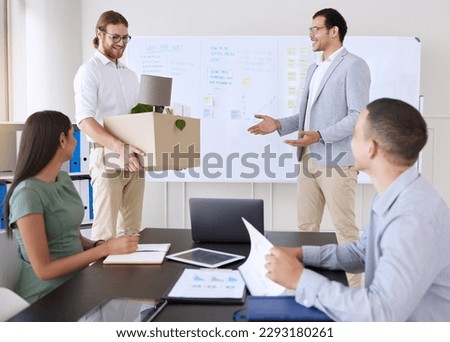 Weve been waiting all week for you to join us. a handsome young businessman standing and introducing a new employee during a meeting in the office.