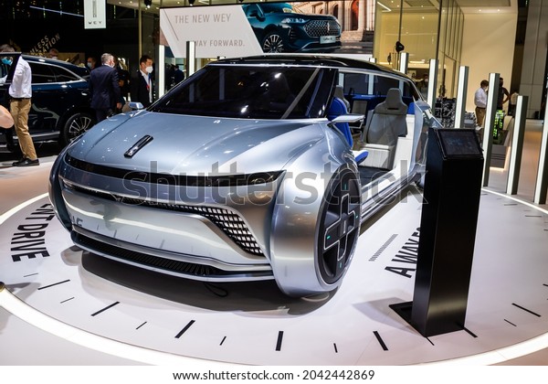 Wey\
Intelligent Drive concept car showcased at the IAA Mobility 2021\
motor show in Munich, Germany - September 6,\
2021.