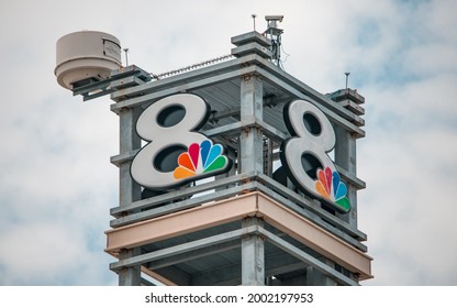 WFLA News Channel 8. American NBC National Broadcasting Company. TV Logo - Tampa, Florida. July 4, 2021