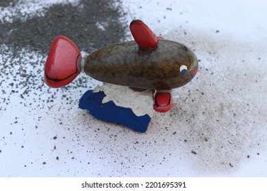 A Whale Made Of Painted Pebbles