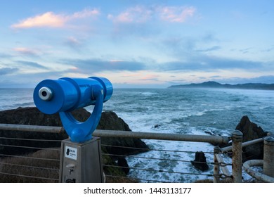 Whale Spotting Telescope Along Oregon Coastal Overlook