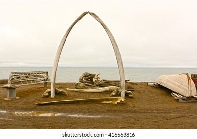 Whaling Monument In A Barrow, Alaska A Native Whaling Village