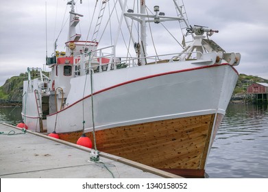 Whaling Ship In The Harbour Of Stamsund, Northern Norway, Scandinavia