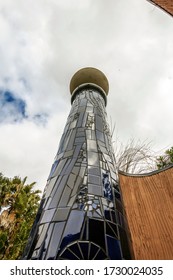 Whangarei, New Zealand - November 29, 2019: Te Kakano (The Seed), A Friedensreich Hundertwasser Piece Of Sculptural Architecture In Whangarei, New Zealand.