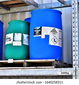 Whangarei,new Zealand,7/2/2020,agriculture Chemical Roundup Stored On Racking.