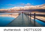 Wharf of Glenorchy New Zealand overlooking Mount Humbolt.