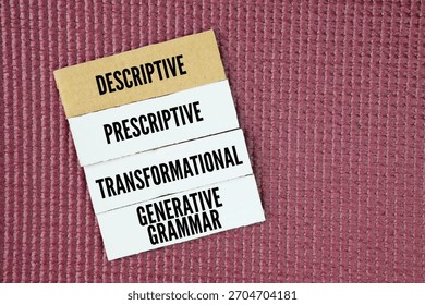 What are the 4 types of grammar? Descriptive, prescriptive, transformational, and generative grammar are the four primary types of grammar.