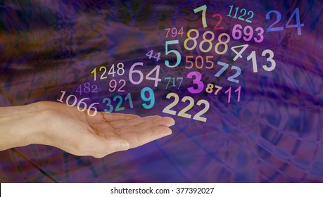 What do your Numbers mean - female hand palm up with a group   of random multicolored transparent numbers floating up and away on a dark multicolored background with copy space - Powered by Shutterstock - Get 15% off with code: PIKWIZARD15
