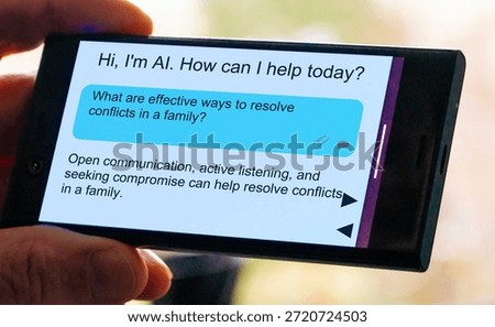 What are effective ways to resolve conflicts in a family? Questions for artificial intelligence On the smartphone screen. Open communication, active listening, and seeking compromise can help resolve conflicts in a family.