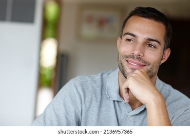 What A Gorgeous Guy. Shot Of An Attractive, Smiling Young Man At Home.