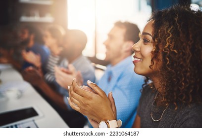 What an impressive presentation. Cropped shot of a group of businesspeople applauding a presentation in an office. - Shutterstock ID 2231064187