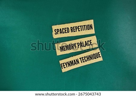 What are the three main memory techniques? Spaced repetition, Memory palace and Feynman technique. historical dates, chemical formulas, linguistic information, and many other things