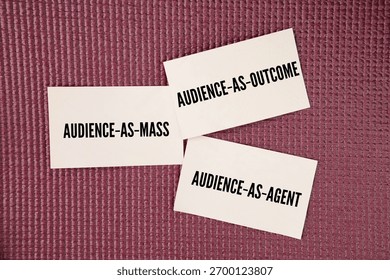 What are the three models of the audience? audience‐as‐mass, audience‐as‐outcome, and audience‐as‐agent. the term connotes many different, sometimes contradictory things. This article surveys the fiel