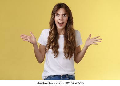 What Your Deal. Angry Annoyed Freak Out Woman Complaining Rude Impolite Person Arguing Insulted Frowning Look Anger Fury Raise Hands Sideways Dismay Pouting Cursing Clumsy Person Spill Drink