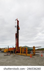 WHATAROA, NEW ZEALAND, DECEMBER 5, 2014: Drillers  On The Deep Fault Drilling Project, Whataroa, New Zealand. Geologists Expect To Gain Knowledge Of Earthquakes From Core Samples Of The Alpine Fault.