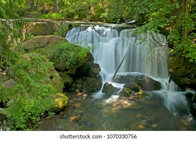 Whatcom Falls In Spring In Whatcom Falls Park, Bellingham, Washington.