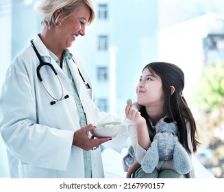 Whats Up Doc. Shot Of A Little Girl Getting A Checkup At The Clinic.