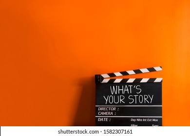 What's your story.text title on film slate - Shutterstock ID 1582307161