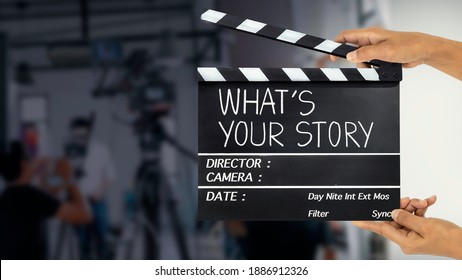 What's Your Story.title Text On Film Slate.