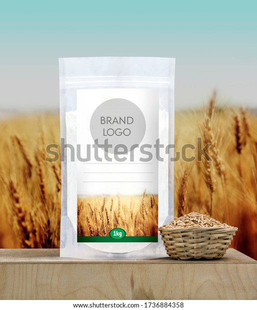 Download Wheat Atta Made Grains Packaging Mockup Stock Photo Edit Now 1736884358