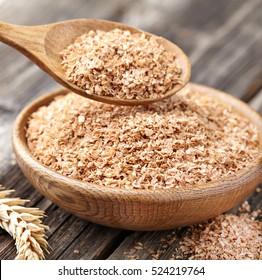 Wheat Bran On A Wooden Background