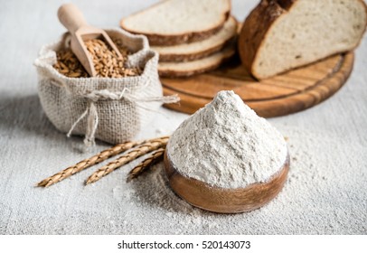 Wheat And Flour On The Table