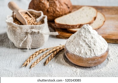 Wheat And Flour On The Table