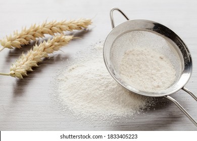 Wheat Flour In A Sieve With Cereals