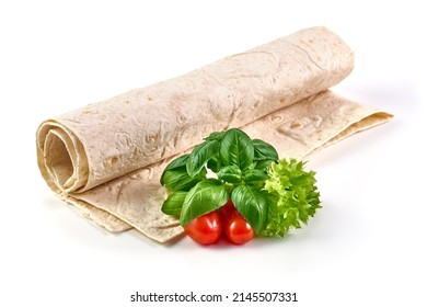 Wheat Flour Tortilla, Isolated On White Background