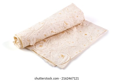 Wheat Flour Tortilla, Isolated On White Background