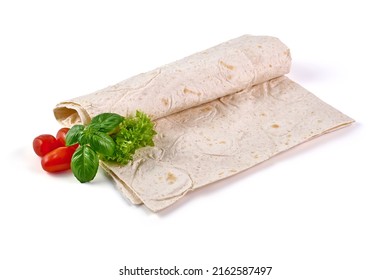 Wheat Flour Tortilla, Isolated On White Background