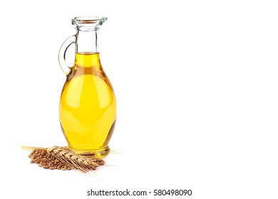 Wheat germ oil isolated on white background