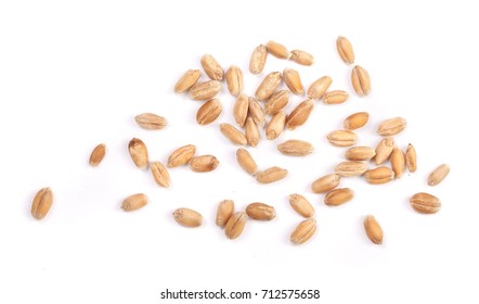 Wheat Grains Isolated On White Background. Top View