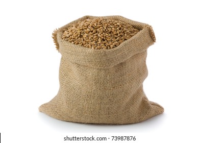 Wheat In Small Burlap Sack