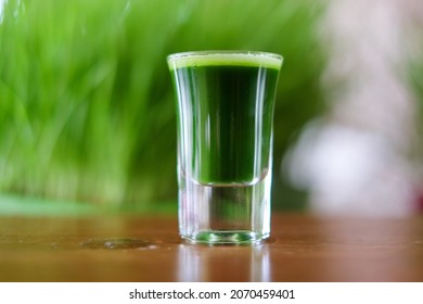 Wheatgrass Shot On The Table