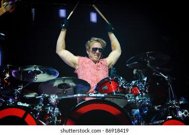 WHEATLAND, CA - OCT 15: Mark Schulman Of Foreigner Performs As Part Of Journey's Eclipse Tour At Sleep Train Amphitheater On October 15, 2011 In  Wheatland, California.