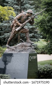 Wheaton, Illinois/USA 6-24-2015. Close Up Of Bronze WWI Doughboy Statue Holding Springfield M1903