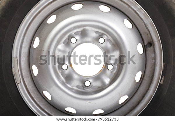 Wheel of a car isolated on\
white