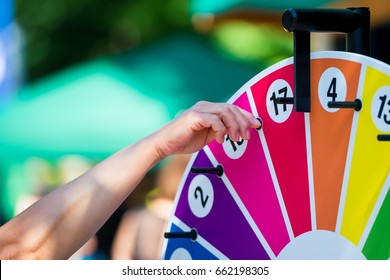 Wheel Of Fortune Turning On A Children's Festival